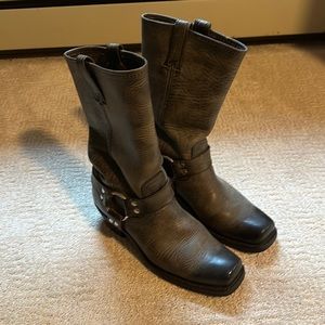 Frye tall leather biker boots